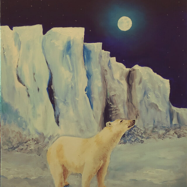 Polar Bear under an Arctic Moon