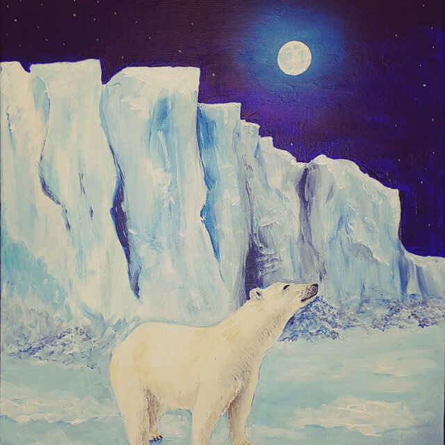 Polar Bear under an Arctic Moon