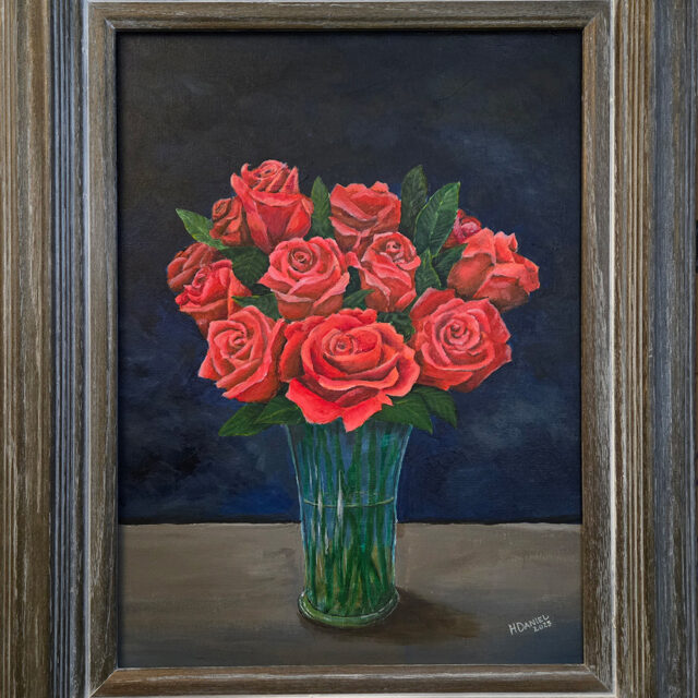 Red Roses in Vase